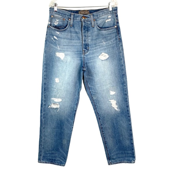 J.Crew Point Sur Slouchy Boyfriend Jeans Size 30 High Rise Button Fly Distressed - Picture 1 of 11